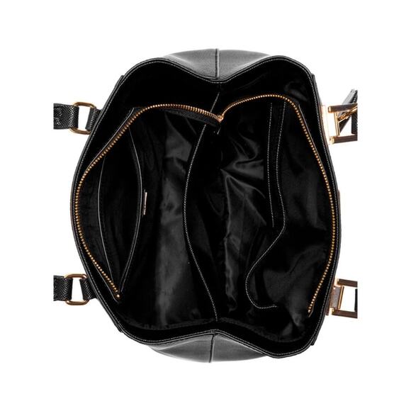 NWT Guess Breana Black Logo Satchel Handbag + Bag Charm - Picture 3 of 6